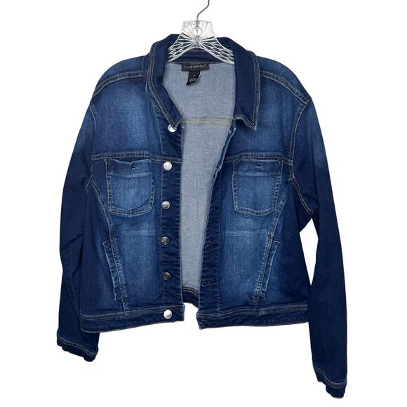 Lane Bryant Women’s Plus 18‎ Stretch Denim Jean Jacket Blue Button Front - Picture 1 of 6